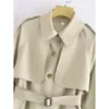 Trenchs Femme PB ZA Automne Collection Style Britannique Simple Poitrine Avec Ceinture Beige Veste Vêtements 230331