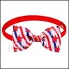 Hundkläder Tillbehör 12 Designs Independence Day Pet Bow Tie Patriotic Cat Justerbar Star and Stripes Collar 4th of Jy Small Pets Dh8y2