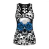 Zbiorniki damskie Summer Sexy Halloween Skull Purpel Rose Rose Prints pusta kamizelka elastyczna fitness gym sport