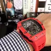 Luxury Mechanical Watch Richar Mills RM11-03 Swiss Automatic Movement Sapphire Mirror Importerat gummi Watchband YG1G6