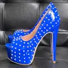 Omm Women Summer Pumps Studded Stiletto Obcasy Ładne podglądacze Eleganckie czarne czerwone buty klubowe Kobiety plus rozmiar 5-20