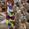 Casual Dresses Women Plus Size Printed Dress Daily Loose Sleeveless Vintage Bohemian V Neck Elegant Maxi Summer