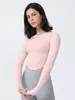 lu Womens Yoga Shirt Long Sleeve For Fitness Skintight Fake Two Pieces Ladies Casual Outfits Adult Sportswear Gym Fitness Wear Shirts 3 Colors ll22062