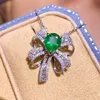 Bowknot Chocker Necklace Gemstones 925 Sterling Silver Wedding Engagement Pendants Halsband för kvinnor Bridal Party Jewelry
