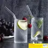 Pailles à boire droites réutilisables en paille de verre transparent avec brosse Pailles en verre écologiques pour Smoothies Cocktails Xu