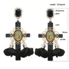 Boucles d'oreilles pendantes goutte croix Maria bohême exagération gland cristal grande Religion grande longue oreille Brinco Oorbellen cadeau de noël