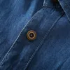 Men's Casual Shirts Men's Blue Denim Shirt Short Sleeve Denim Shirt Summer High Quality Men's Cotton Light Blue Denim Shirt Plus Size L-8XL 230331