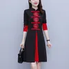 Casual jurken dames herfst rood feestelijke slanke retro verbeterde cheongsam chinees traditionele qipao plus size m-5xl 230331