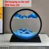 Paintings 34CM Wall Mount Moving Sand Painting Art Picture Round Glass 3D Deep Sea Sandscape In Motion Display for Home Decoration 230331