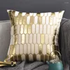 Pillow Luxury Gold Geometric Honeycomb Embroidered Cover Couch Outdoor Decorative Case Art Home Modern Simple Sofa Chair