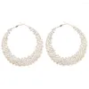 Boucles d'oreilles créoles Super clignotant griffe chaîne ronde maille creux strass géométrique mode femmes européen exagéré dîner