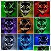 Máscaras de festa máscara de halloween liderada iluminação neon máscara cosplay rímel mascarilas de terror brilho em máscar