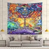 Tapestries Simsant Trippy Art Tapestry Tree of Life Bohemia Bloemwand Hangen voor woonkamer Home Dorm Decor Banner 230330