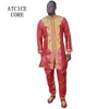 Ethnic Clothing African Man Fashion Bazin Riche Embroidery Design Long Top With Pants Without Shoes 230331