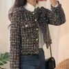 Vestes pour femmes 2023 automne hiver femmes petit parfum Vintage Plaid Tweed veste manteau coréen élégant à manches longues mince court