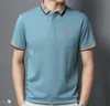 POLO de luxe léger T-shirt à manches courtes pour hommes Col polo haut de gamme T-shirt à manches mi-longues pour hommes Broderie Décontractée Vêtements pour hommes d'affaires légers