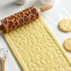 Baking Moulds Christmas Rolling Pins Rock Snowflake Elk Wooden Embossing Cookies Biscuit Fondant Cake Patterned Roller 355cm 230331