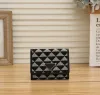 Quality short wallet card holder mini purse woman mens wallets luxury square holders Checkered pattern Triangle Genuine Leather fashion handbag clutch bags purses