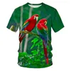 Kvinnors T-skjortor Summer Funny Parrot 3D Printing Casual Street Sports Lätt tyg för barn Fashion Animal Bird Men damer T-shirt