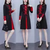 Casual jurken dames herfst rood feestelijke slanke retro verbeterde cheongsam chinees traditionele qipao plus size m-5xl 230331