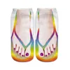 Skarpetki dla kobiet zabawne wzór unisex moda urocza druk 3D niska tube mężczyźni kostka sokken kawaii kreskówka bawełniana flip flip flop sukka