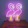 Nattljus Flamingo LED -lampor Neonljus Sign Bedroom Decor Neon Sign Night Lamp för rum Väggkonst Bar Party USB eller Batteridriven P230331