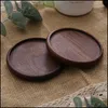 Mats Pads Wooden Coasters Round Square Beech Wood Black Walnut Mat For Drink Cups Cafe Bar Home Kitchen Table Protector Drop Deliv Dh7Oo