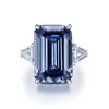 Cenne 15CT Sapphire Diamond Pierścień 100% Real 925 Srebrny Party Wedding Pierścienie dla kobiet Za zaręczyny Biżuteria