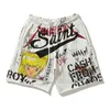 High Street Saint Michael Comic Cartoon Graffiti Gainted Vintage Loose Loose Shorts Guard Pantalon