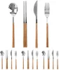 Geschirr-Sets 16-teiliges Holzimitat-Geschirr-Set Koreanisches Essen, Messer, Gabel, Löffel, Essstäbchen, Holzgeschirr-Set 230331