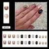 False Nails 24st Diy Square Glitter paljetter Dekor Tryck på Nail Short Coffin Ballet Fake Full Cover Artificial Tips