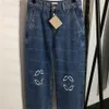 Printed Women Denim Pants Blue Fashion Casual Jeans Casual High Waist Jeans