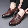 Fashion Genuine Cowhide Leather Dress Shoes for men's Comfortable Casual Loafers Crocodile Pattern Shoe Moccasins