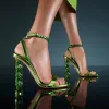파티 준비 디자인 Aura Sandals 신발 여성 크리스탈 로스트 힐 힐 힐 웨딩 드레스 여름 럭셔리 아디 검투사 펌프 EU35-43