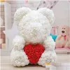 Party Favor New40cm Rose Teddy Bear Artificial Flower Led Strings Decoration Valentines Day Gifts for Women Home RRD11958 Dr Dhihz