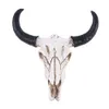 Dekoratif Nesneler Figürinler Reçine Longhorn İnek Kafatası Baş Duvar Asma Dekorasyonları Retro Bull Süsler 3D Hayvan Boynuzları Heykel El Sanatları 230330