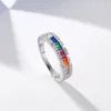 Cluster Rings KR-0893 Silver Europe America Cross Border Custom Colorful Crystals Color S925 Sterling Female Special-interest Jewelry Design