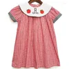 Girl Dresses Kids Girls Spanish Smocking Sweet Cute Sailor Collar Vintage Plaid French Sleeveless Princess Dress