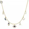 Chokers Monooc 14K Gold Plated Choker Halsband för kvinnor CZ Inledande hästskospärlhänge Girl Jewelry 230331