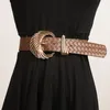 Belts Black Pattern Pu Leather Vintage Belt Women Fashion Tide Allmatch Femme Elastic Waist Ceinture Taille 2023Belts