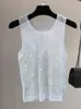 Kvinntankar Camis Crystal Beading Shiny Party Club Sexig ihåliga diamanter Stamping Winky Sleeveless Vest 230331