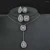 Necklace Earrings Set 3pcs Pack 2023 Luxury Princess Silver Color Bride Dubai For Wome Anniversary Gift Wholesale J6138