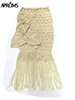 Tvådelt klänning Aproms Solid Cotton Handmade virkning 2 Set Dres Summer Beach Bikini Coverup Casual Halter Crop Top och Maxi kjolar 230331
