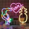 Nattljus Flamingo LED -lampor Neonljus Sign Bedroom Decor Neon Sign Night Lamp för rum Väggkonst Bar Party USB eller Batteridriven P230331