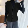 Giacche da donna Gilet lavorato a maglia Cardigan Primavera e autunno da donna con scollo a V Abbigliamento esterno casual Giacca impilata pieghettata