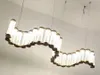 Modern Lüks Cam Restoran Kolye Işık Otel Lobisinde Model Odası LED Kristal Lamba Oturma Yemek Odası Yaratıcı Dalga Avize
