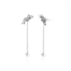 Boucles d'oreilles pour femmes papillons éblouissants boucles d'oreilles suspendues cristaux clairs cadeau amoureux bijoux en argent Sterling accessoires 2023