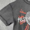 Askyurself américain petit signe de mode sanscrit croissance anneau Vintage en détresse haute rue décontracté ample à manches courtes T-shirt hommes