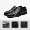 Fashion Genuine Cowhide Leather Dress Shoes for men's Comfortable Casual Loafers Crocodile Pattern Shoe Moccasins