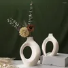 Vase2PCSクリエイティブホワイトガラスの手工芸品花瓶の花瓶セラミック飾りセット絶妙で耐久性のある家の水耕栽培ドライヤー